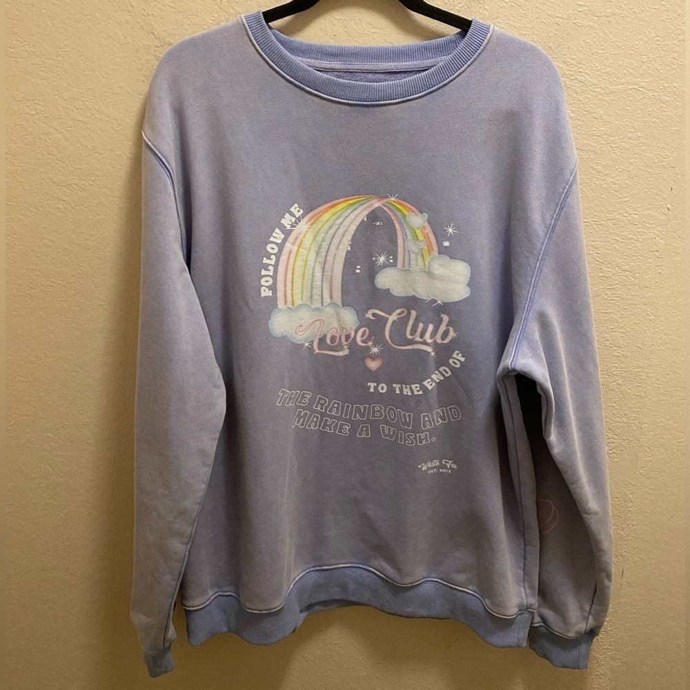White Fox Boutique Love Club Rainbow Oversized Sweatshirt Size S/M